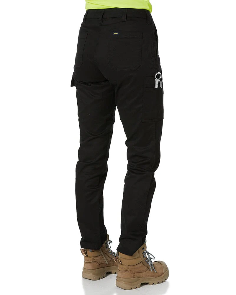 Womens Stretch Cotton Cargo Pants - Black - Image 5