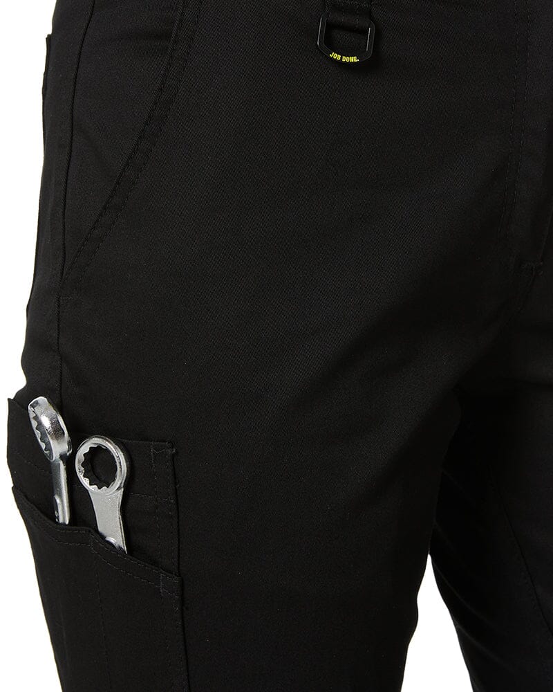 Womens Stretch Cotton Cargo Pants - Black - Image 6