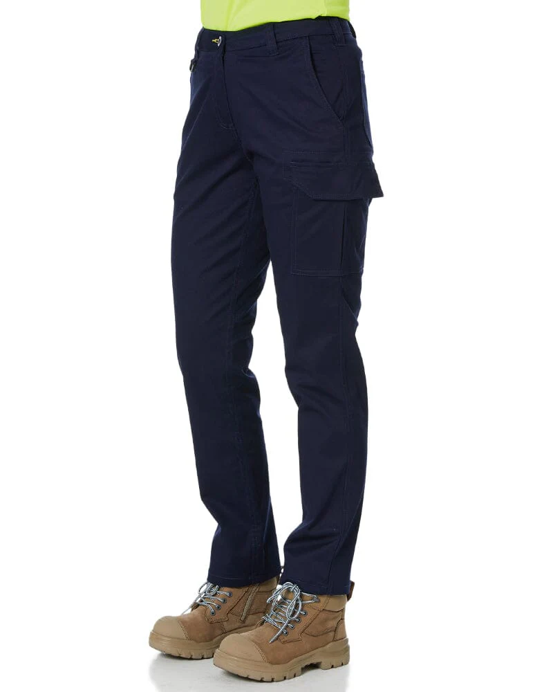 Womens Stretch Cotton Cargo Pants - Navy - Image 3