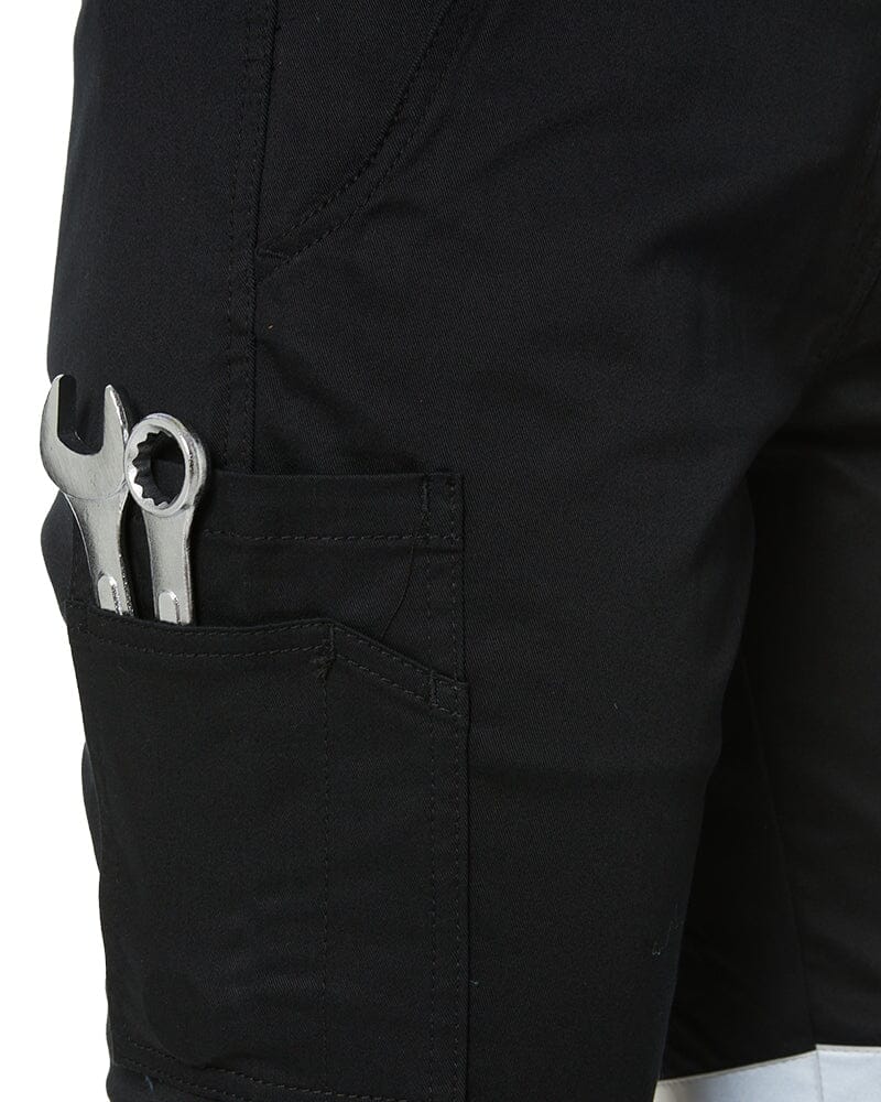 Women's Taped Cotton Cargo Cuffed Pants - Black - Image 6