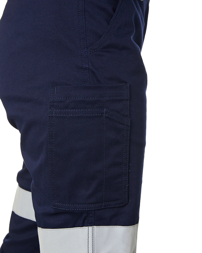 Women's Taped Cotton Cargo Cuffed Pants - Navy - Image 6