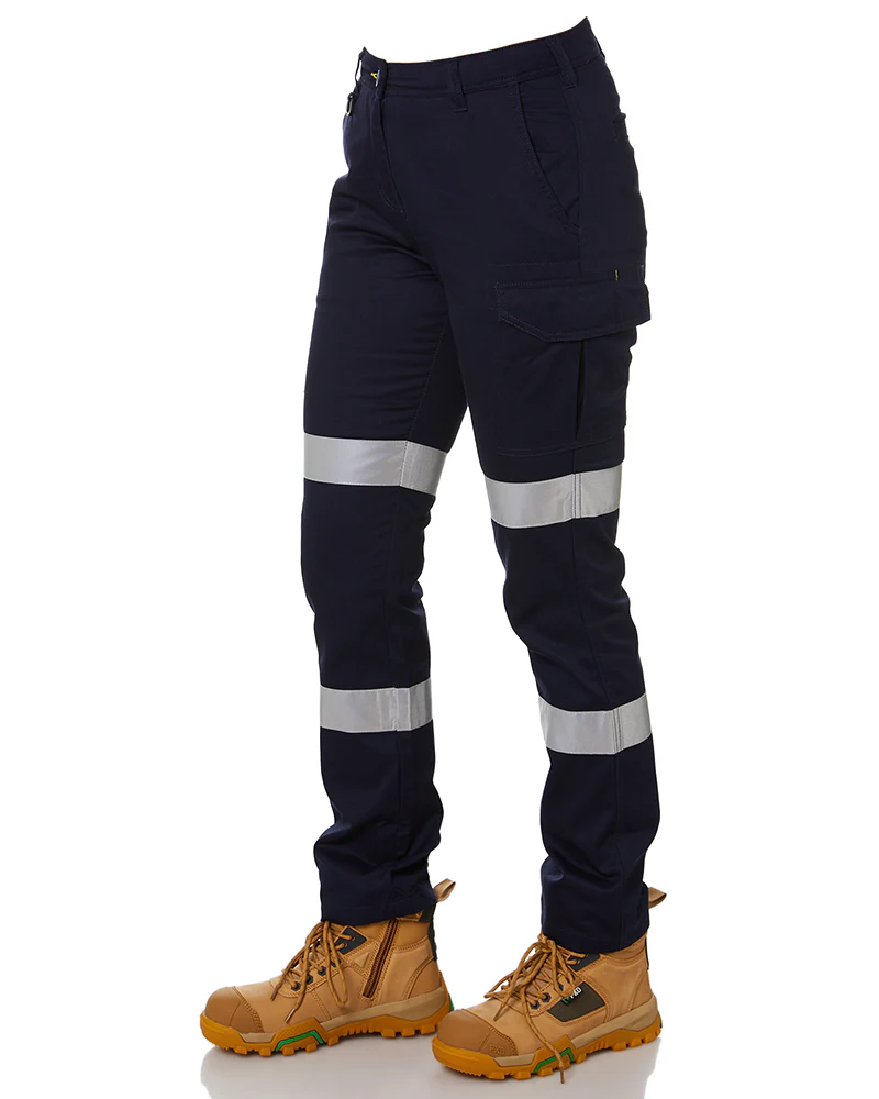 Women's Taped Cotton Cargo Pants - Navy - Image 3