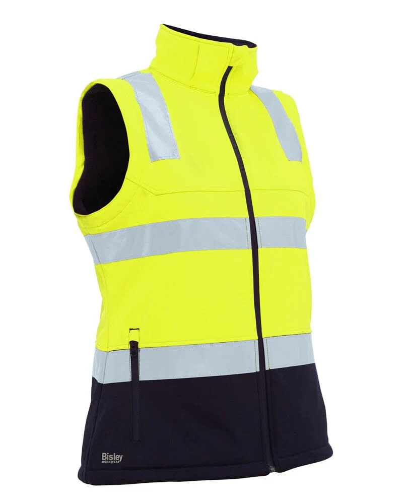 Womens Taped Hi Vis 3 In 1 Soft Shell Jacket - Yellow/Navy - Image 3