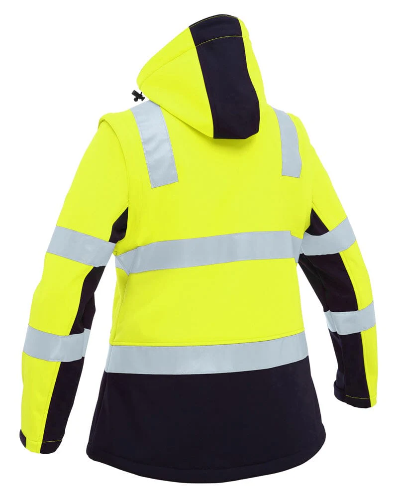 Womens Taped Hi Vis 3 In 1 Soft Shell Jacket - Yellow/Navy - Image 4