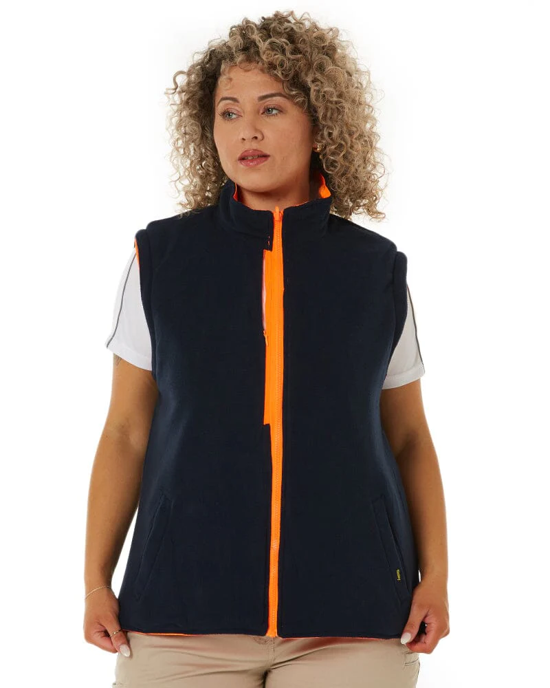 Womens Taped Hi Vis 5 In 1 Rain Jacket - Orange/Navy - Image 13