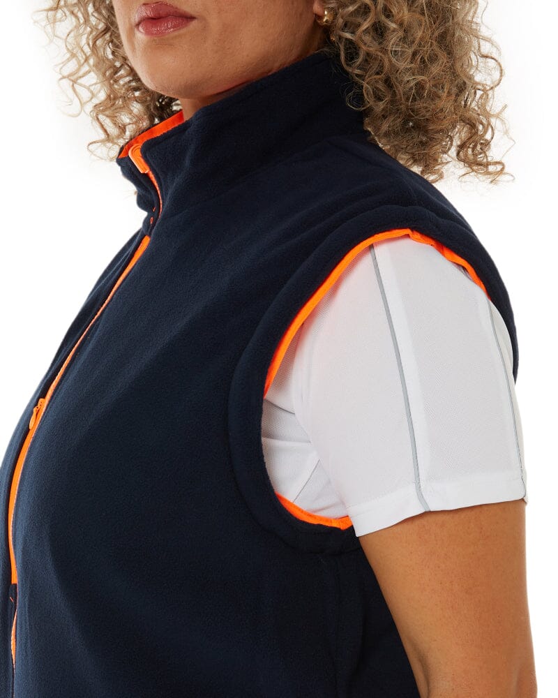 Womens Taped Hi Vis 5 In 1 Rain Jacket - Orange/Navy - Image 15