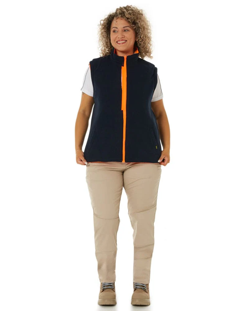 Womens Taped Hi Vis 5 In 1 Rain Jacket - Orange/Navy - Image 16