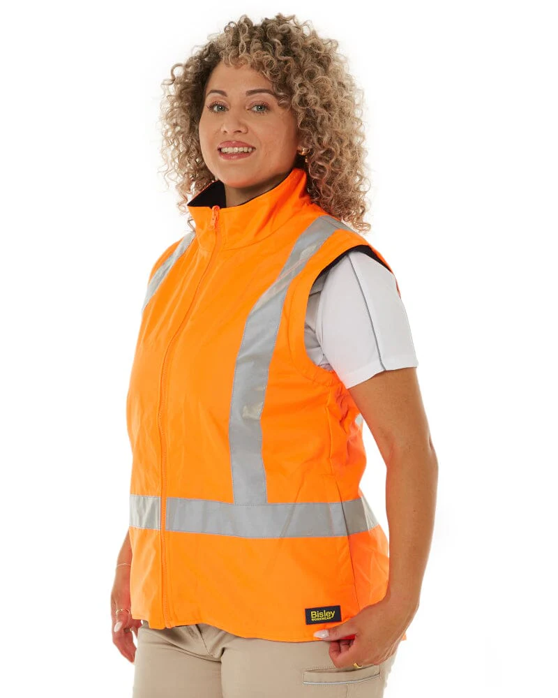 Womens Taped Hi Vis 5 In 1 Rain Jacket - Orange/Navy - Image 18