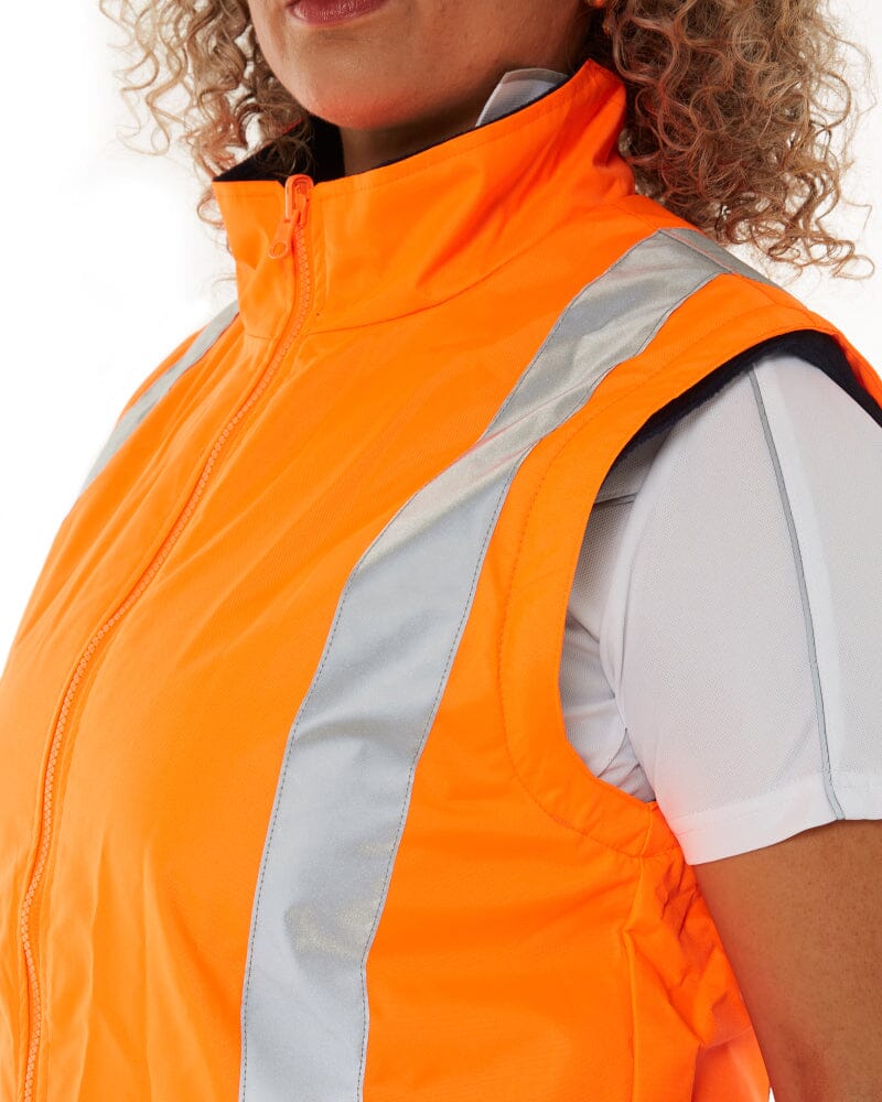 Womens Taped Hi Vis 5 In 1 Rain Jacket - Orange/Navy - Image 20