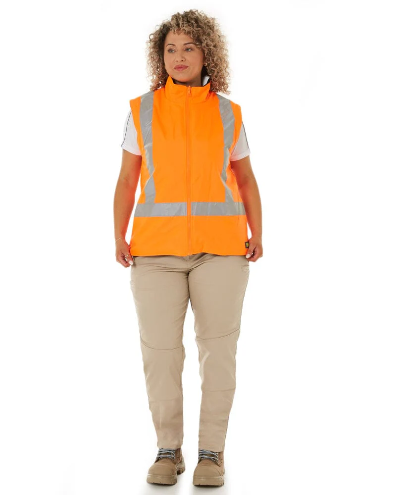 Womens Taped Hi Vis 5 In 1 Rain Jacket - Orange/Navy - Image 21