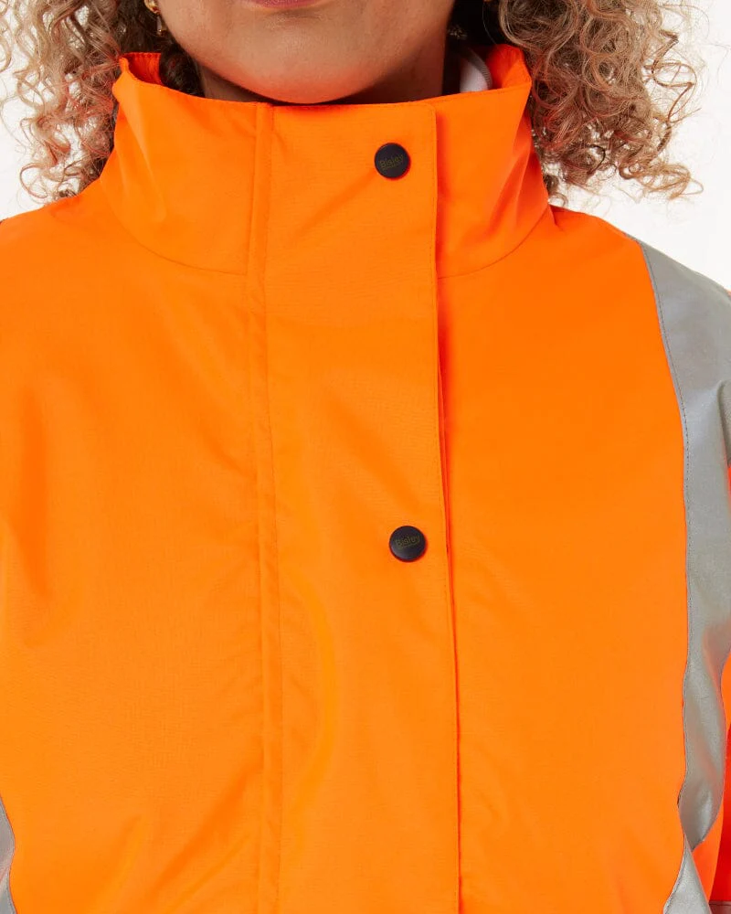 Womens Taped Hi Vis 5 In 1 Rain Jacket - Orange/Navy - Image 22