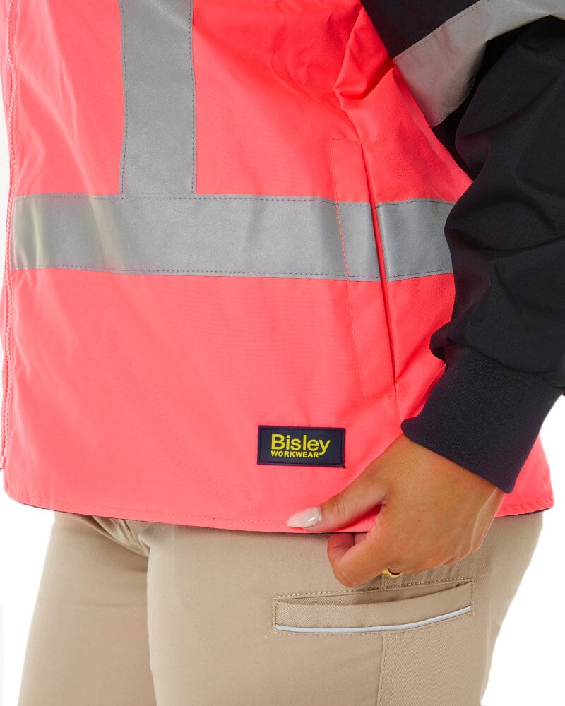Womens Taped Hi Vis 5 In 1 Rain Jacket - Pink/Navy - Image 12