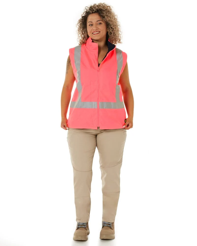 Womens Taped Hi Vis 5 In 1 Rain Jacket - Pink/Navy - Image 15