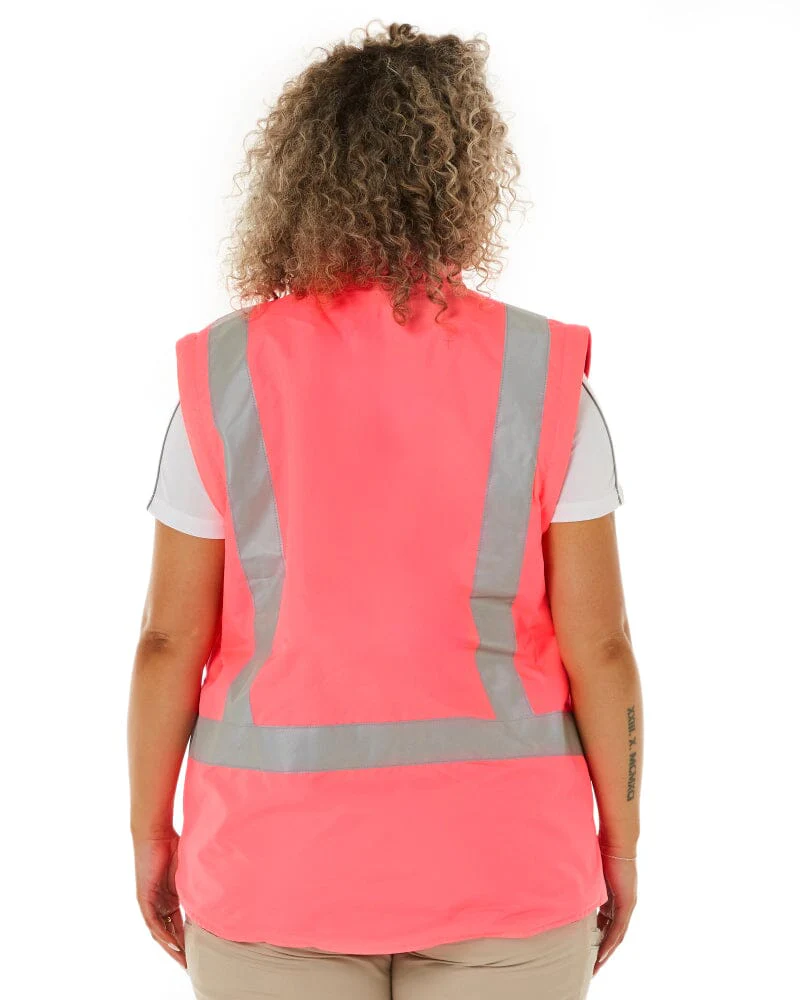 Womens Taped Hi Vis 5 In 1 Rain Jacket - Pink/Navy - Image 23