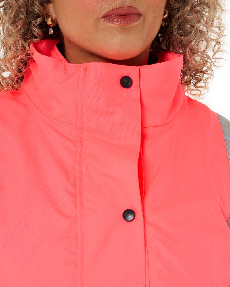 Womens Taped Hi Vis 5 In 1 Rain Jacket - Pink/Navy - Image 4