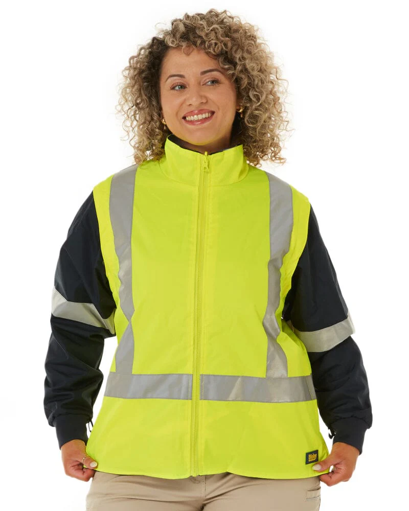 Womens Taped Hi Vis 5 In 1 Rain Jacket - Yellow/Navy - Image 10