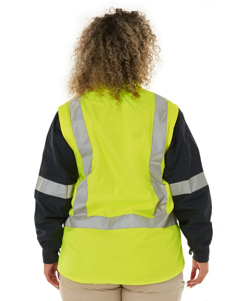 Womens Taped Hi Vis 5 In 1 Rain Jacket - Yellow/Navy - Image 12