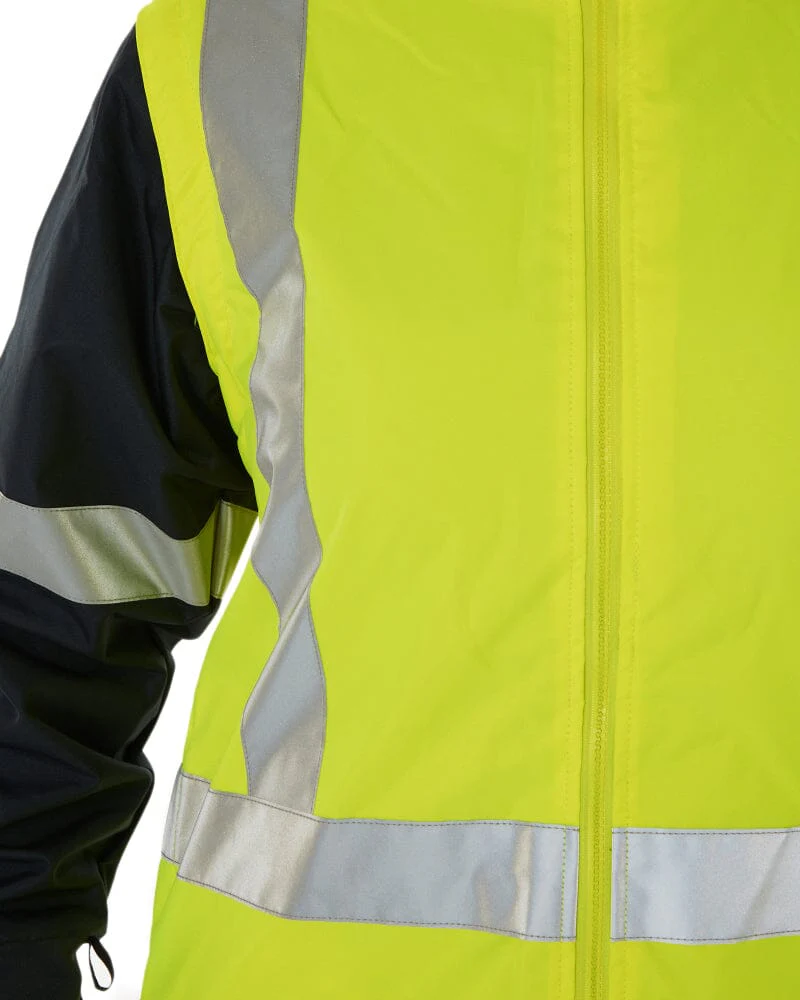 Womens Taped Hi Vis 5 In 1 Rain Jacket - Yellow/Navy - Image 13