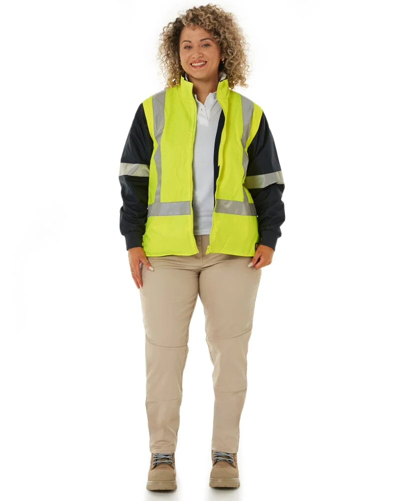 Womens Taped Hi Vis 5 In 1 Rain Jacket - Yellow/Navy - Image 15