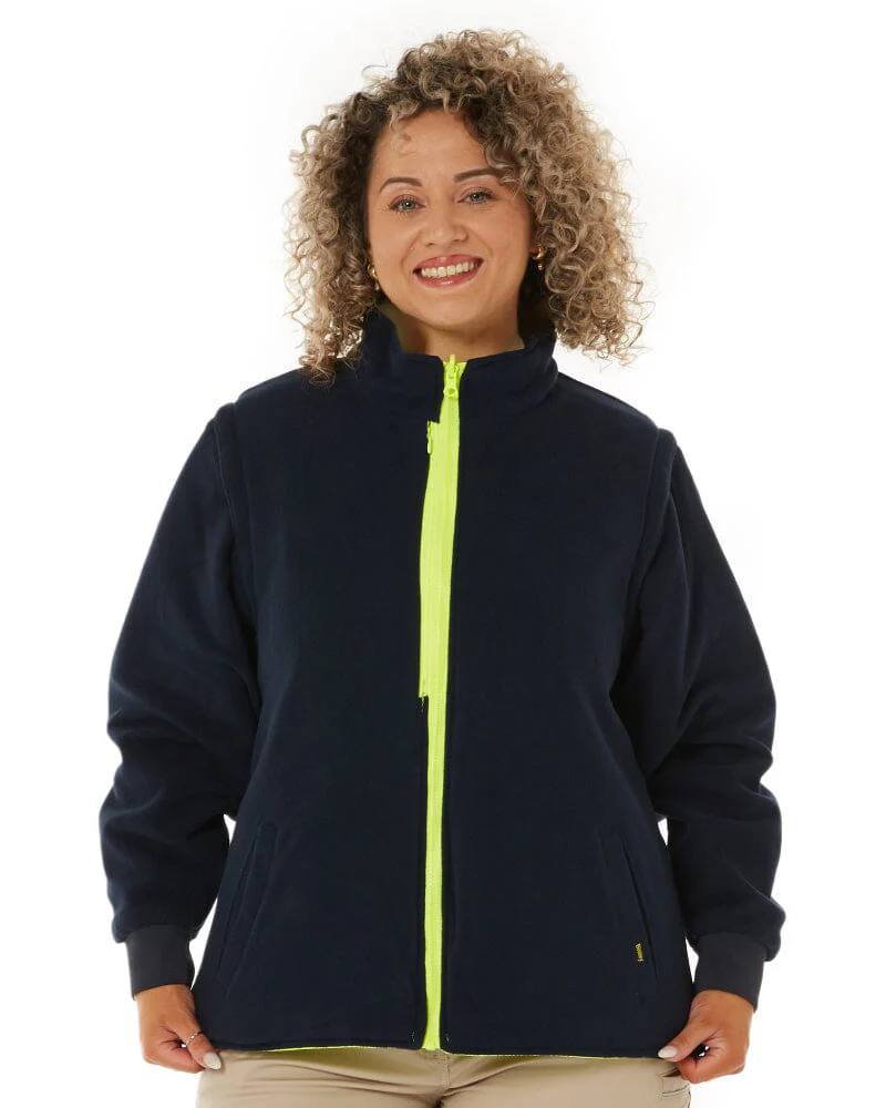 Womens Taped Hi Vis 5 In 1 Rain Jacket - Yellow/Navy - Image 16