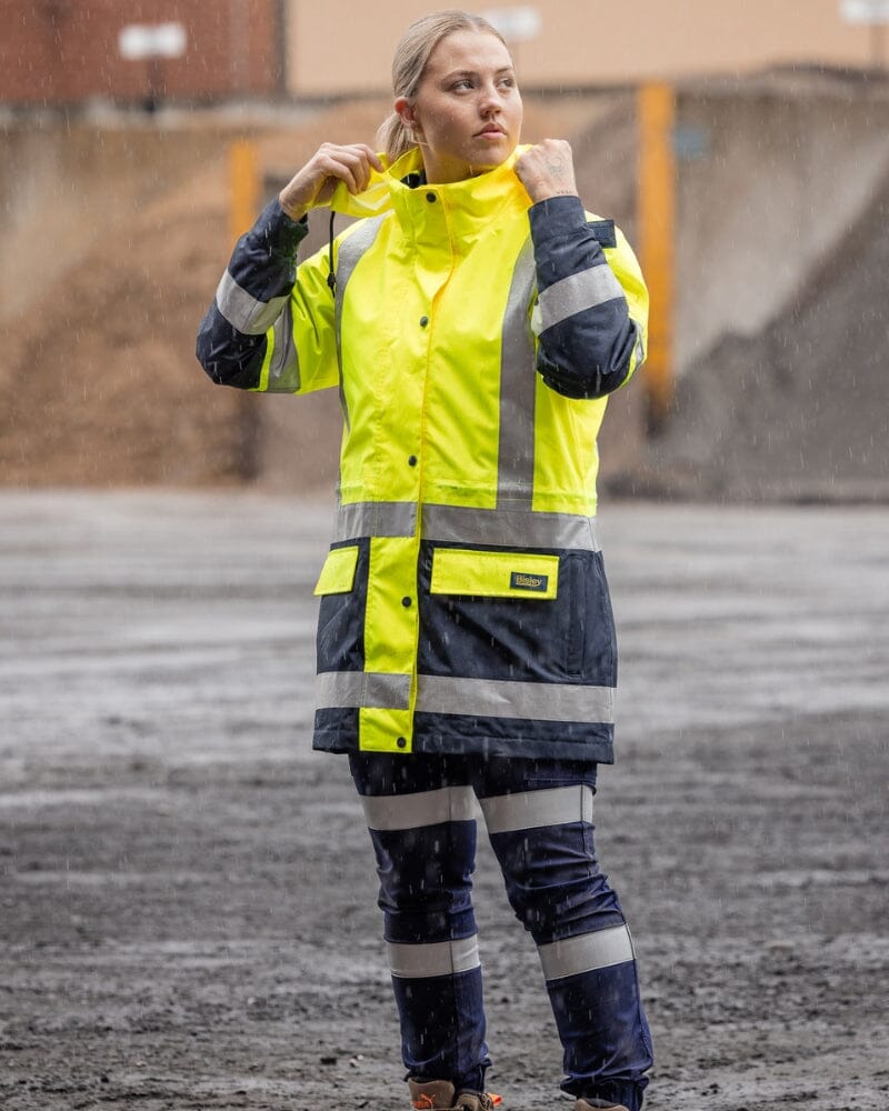 Womens Taped Hi Vis 5 In 1 Rain Jacket - Yellow/Navy - Image 27
