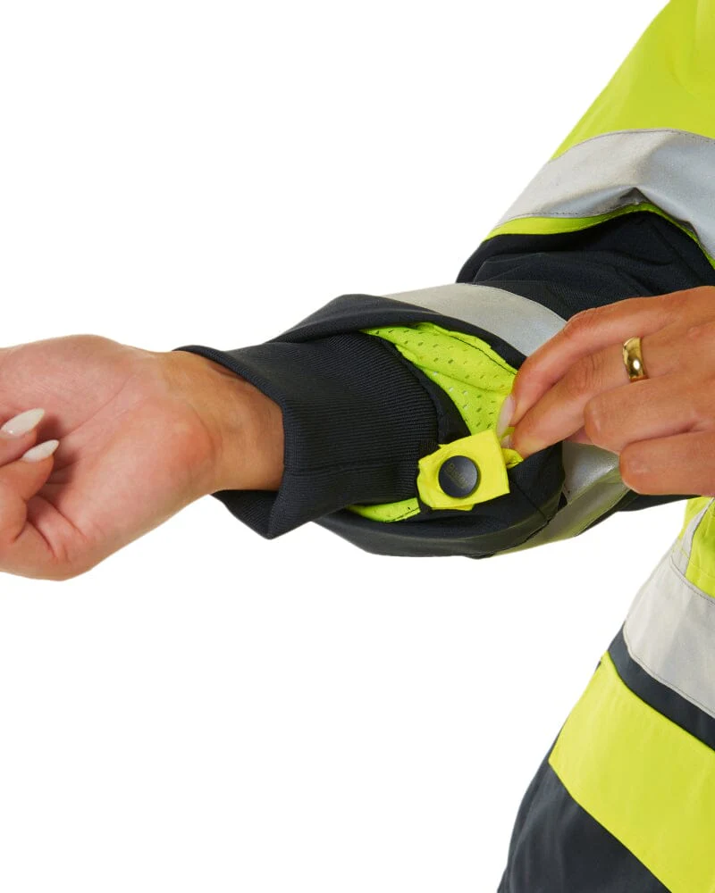 Womens Taped Hi Vis 5 In 1 Rain Jacket - Yellow/Navy - Image 7