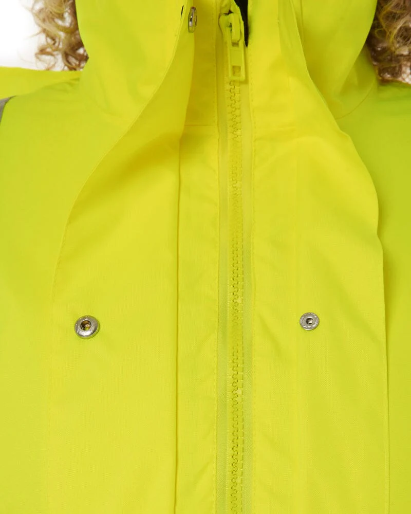 Womens Taped Hi Vis 5 In 1 Rain Jacket - Yellow/Navy - Image 8
