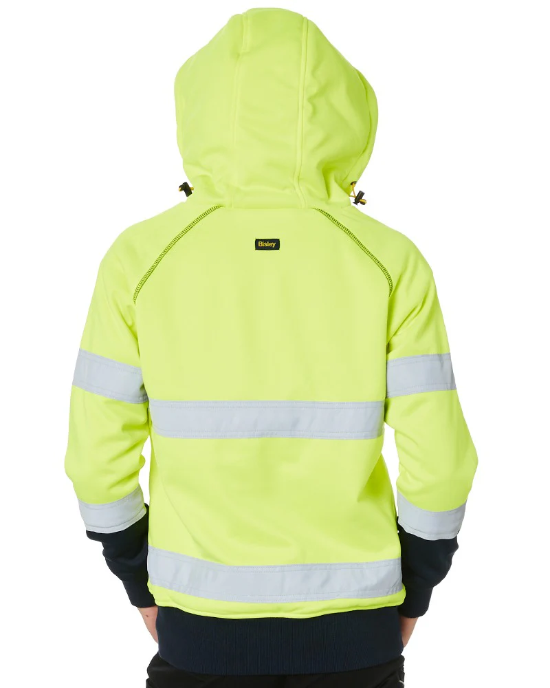 Womens Taped Hi Vis Fleece Hoodie - Yellow - Image 4