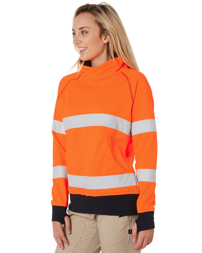 Womens Taped Hi Vis Fleece Jumper - Orange - Image 3
