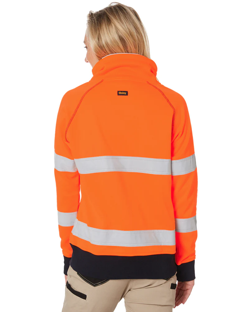 Womens Taped Hi Vis Fleece Jumper - Orange - Image 4