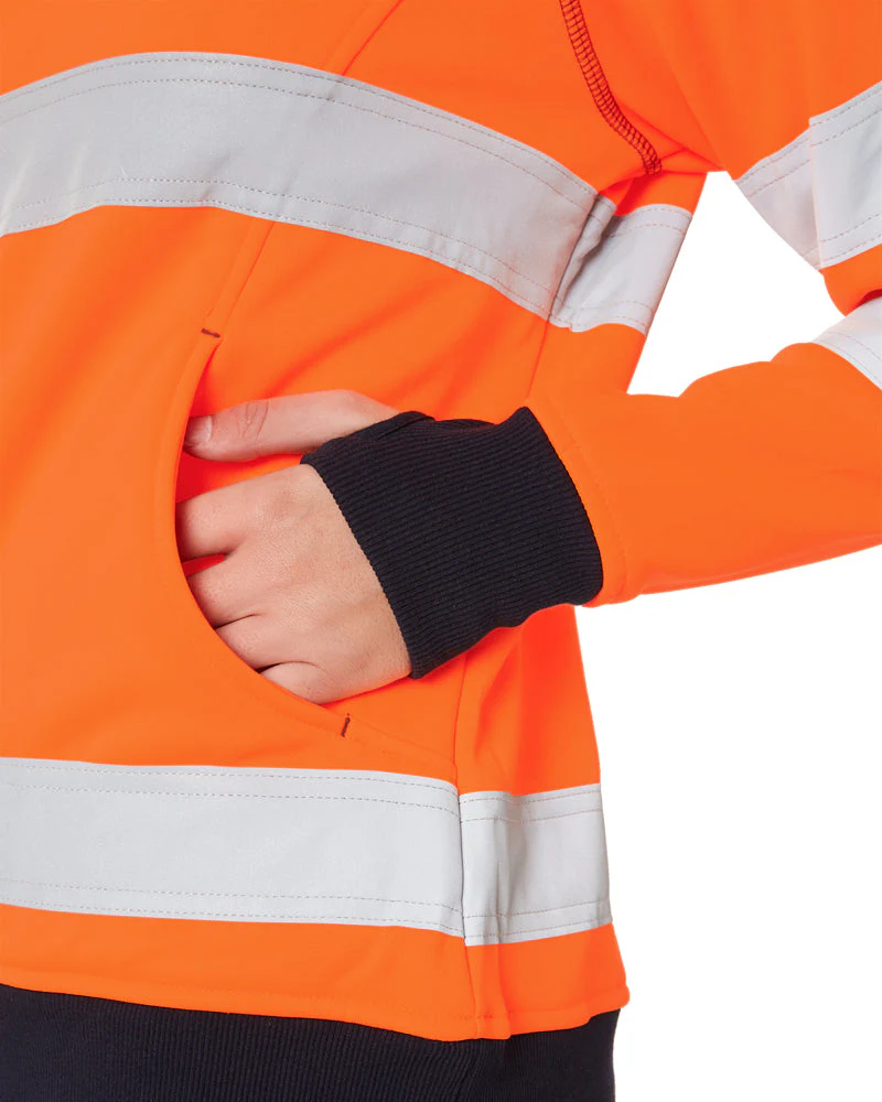 Womens Taped Hi Vis Fleece Jumper - Orange - Image 5