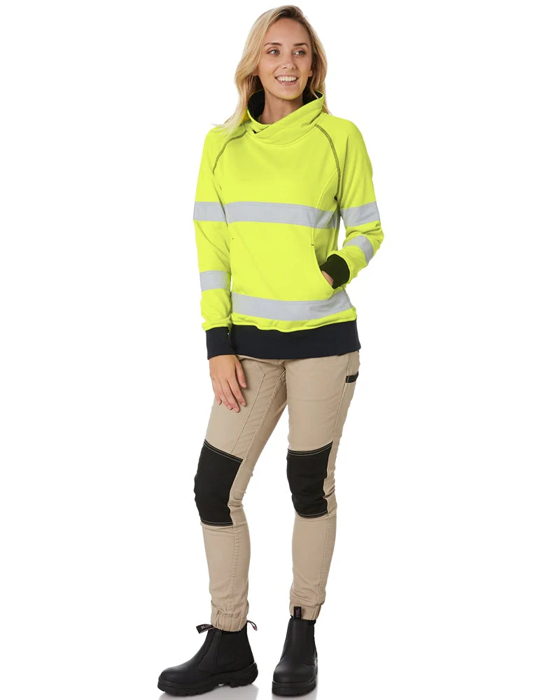Womens Taped Hi Vis Fleece Jumper - Yellow - Image 2