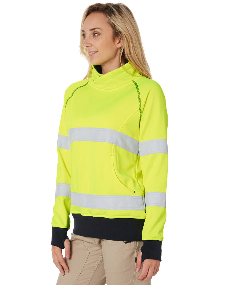 Womens Taped Hi Vis Fleece Jumper - Yellow - Image 3