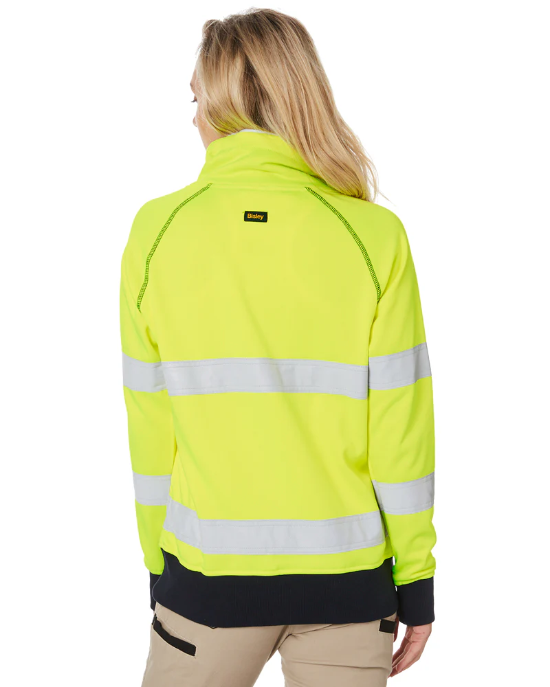 Womens Taped Hi Vis Fleece Jumper - Yellow - Image 4