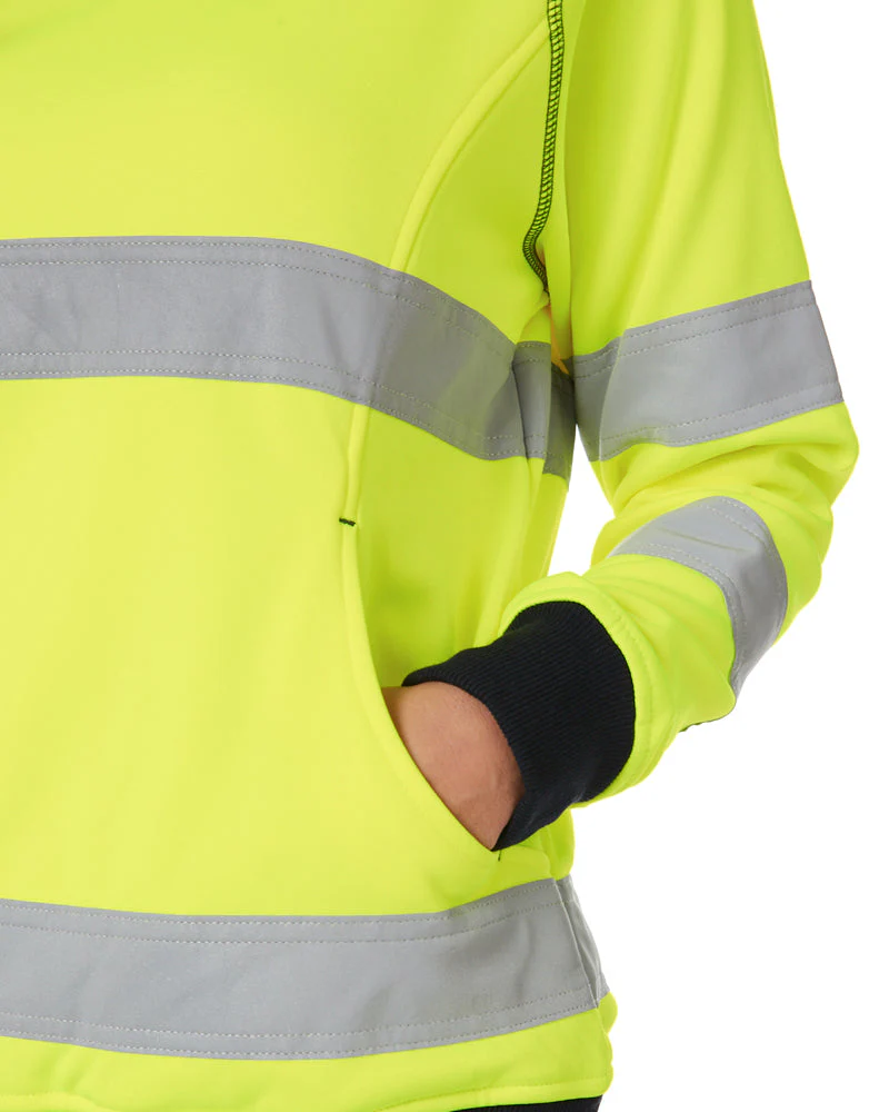 Womens Taped Hi Vis Fleece Jumper - Yellow - Image 5