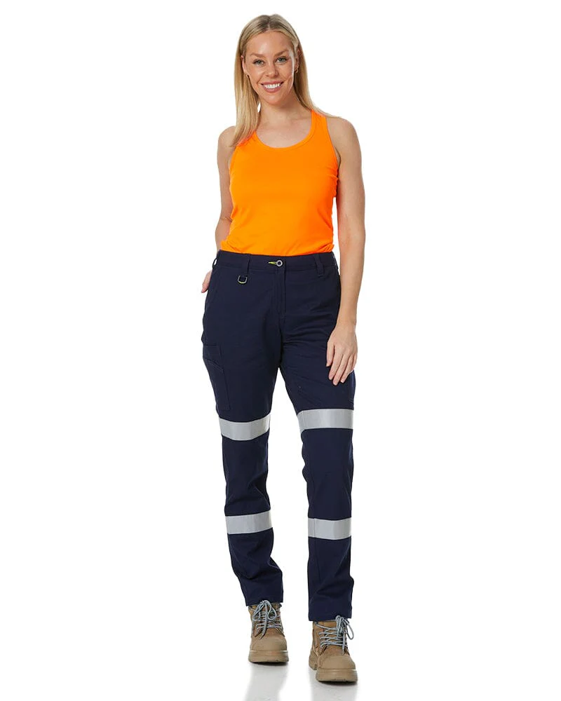 Womens Taped Stretch Cotton Drill Cargo Pants - Navy - Image 2