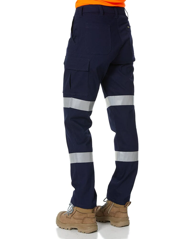 Womens Taped Stretch Cotton Drill Cargo Pants - Navy - Image 4