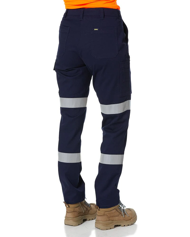 Womens Taped Stretch Cotton Drill Cargo Pants - Navy - Image 5
