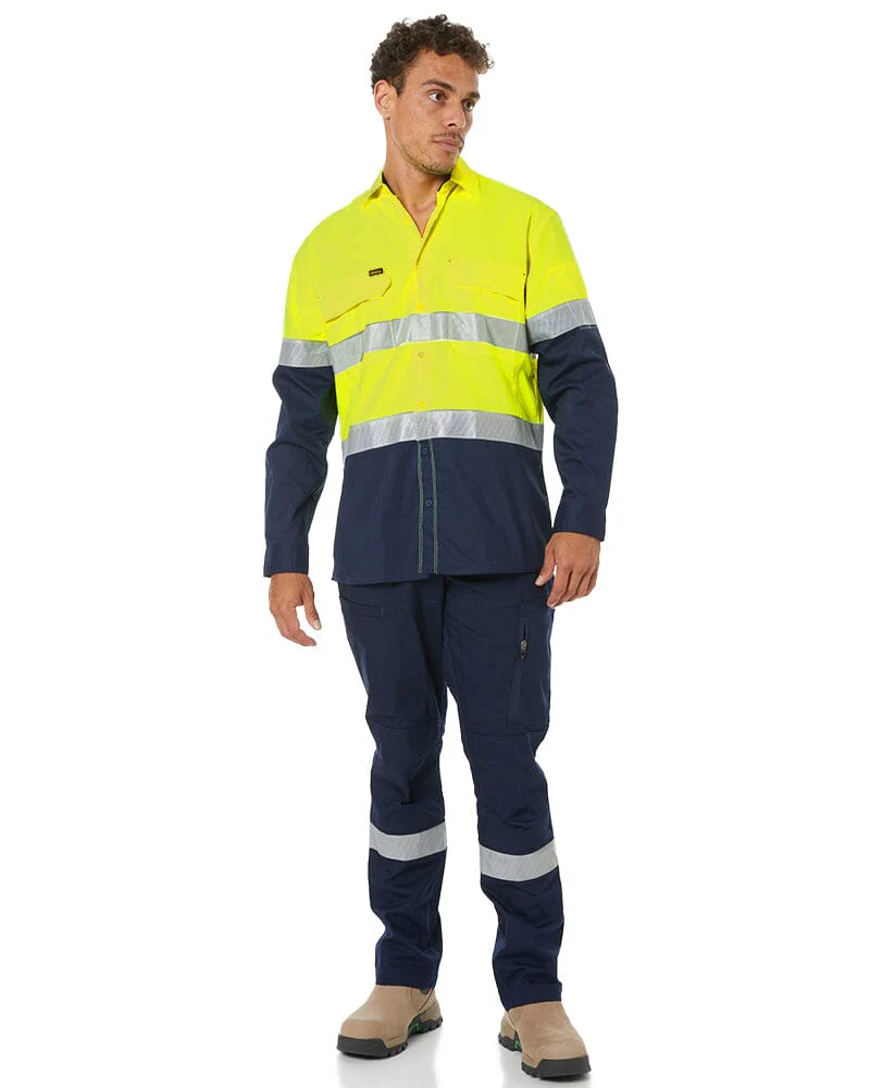 X Airflow Hi Vis Taped Stretch Ripstop Shirt  - Yellow/Navy - Image 2
