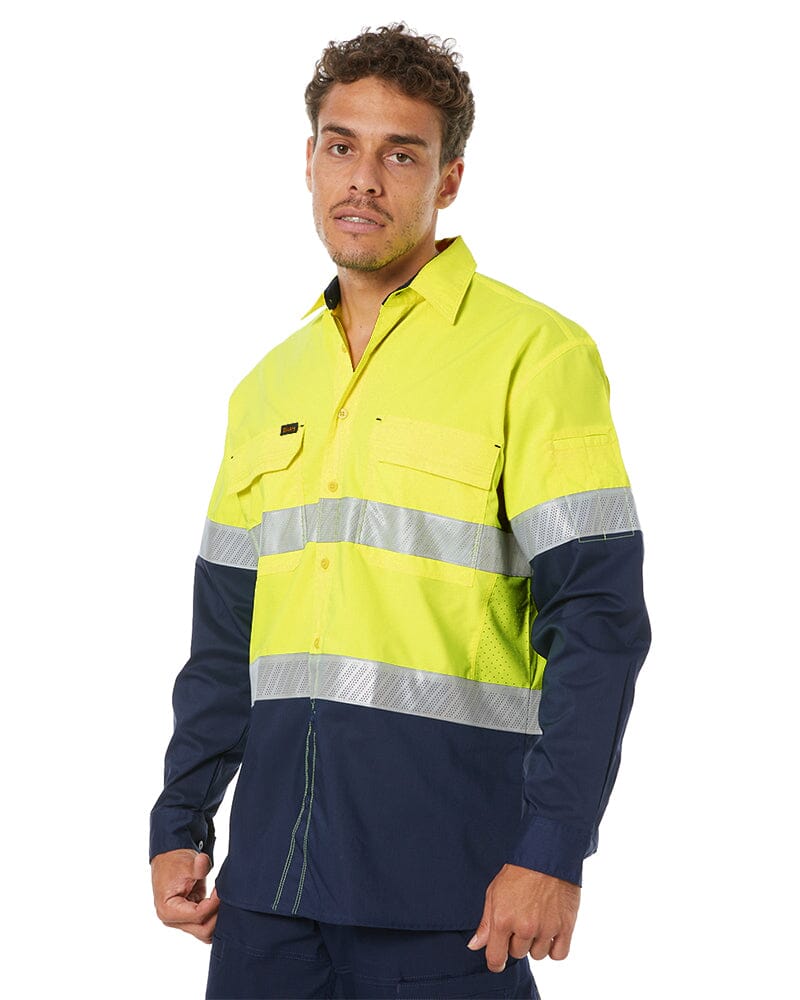 X Airflow Hi Vis Taped Stretch Ripstop Shirt  - Yellow/Navy - Image 3