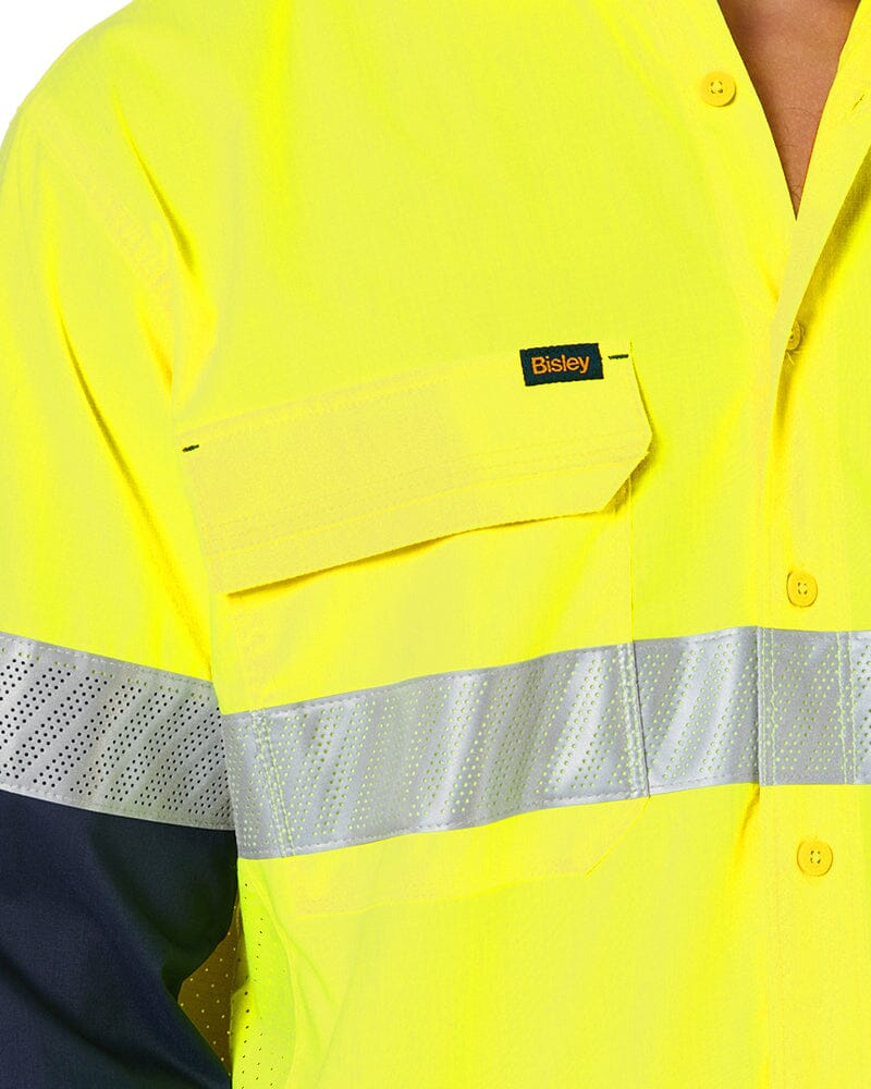 X Airflow Hi Vis Taped Stretch Ripstop Shirt  - Yellow/Navy - Image 7