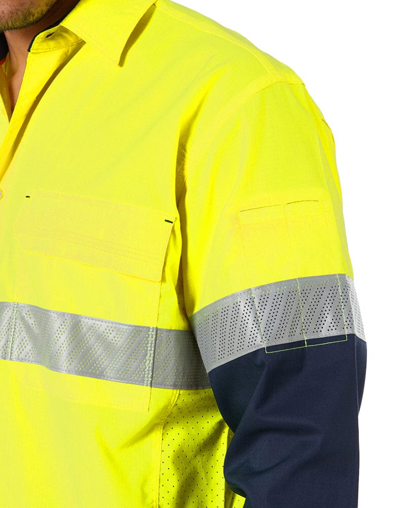 X Airflow Hi Vis Taped Stretch Ripstop Shirt  - Yellow/Navy - Image 8