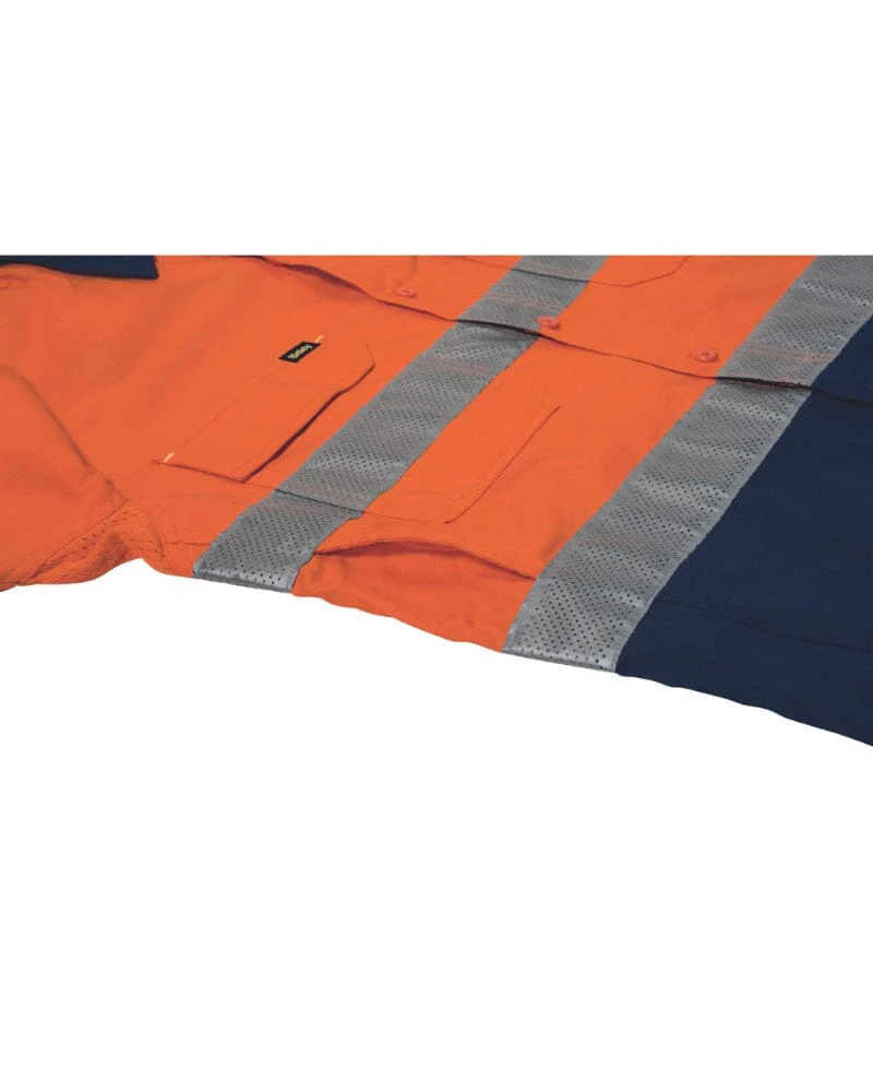 X Airflow Taped Hi Vis LS Ripstop Shirt * - Orange/Navy - Image 3