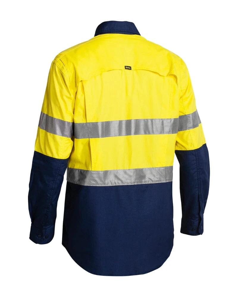 X Airflow Taped Hi Vis LS Ripstop Shirt * - Yellow/Navy - Image 2