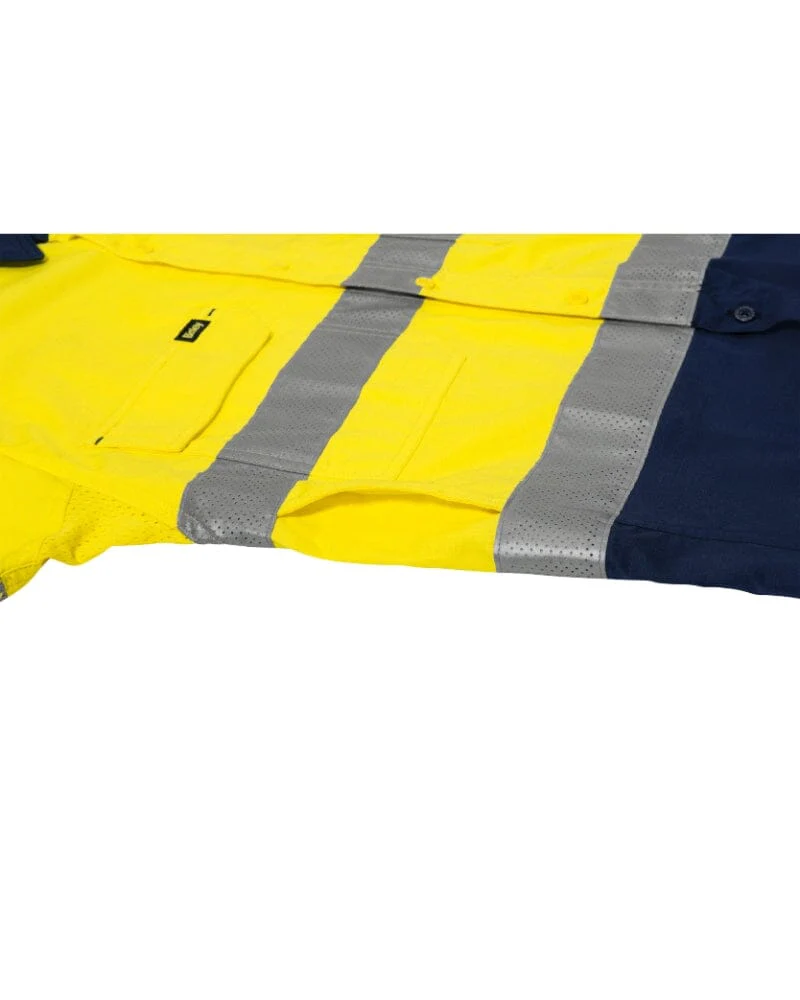 X Airflow Taped Hi Vis LS Ripstop Shirt * - Yellow/Navy - Image 3