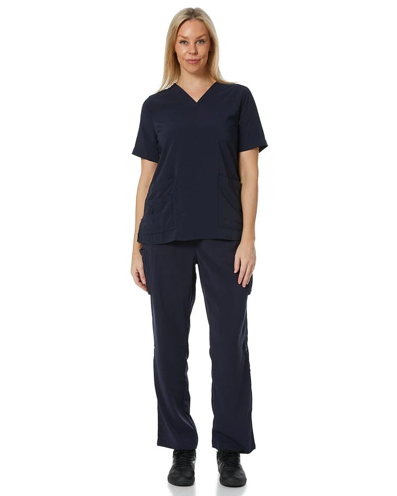 Avery Womens Easy Fit V Neck Scrub Top - Midnight Navy - Image 2