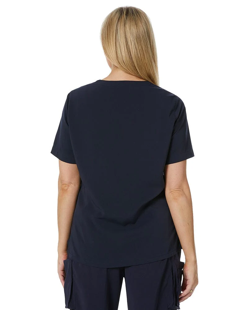Avery Womens Easy Fit V Neck Scrub Top - Midnight Navy - Image 4