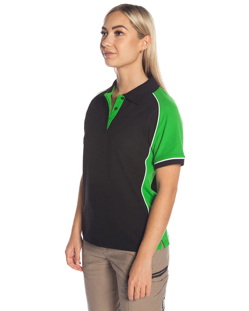 Ladies Nitro Polo - Black/Green/White - Image 2