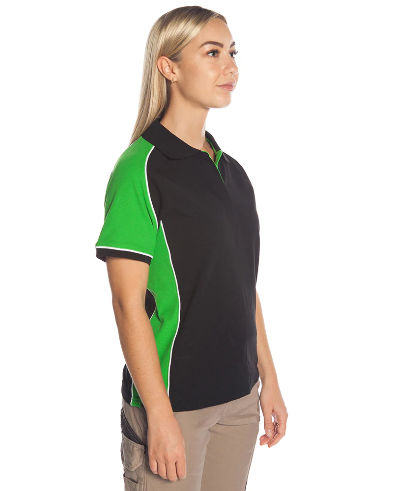 Ladies Nitro Polo - Black/Green/White - Image 4