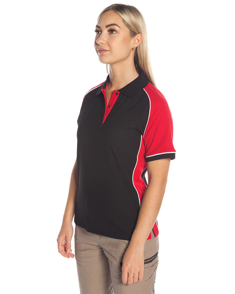 Ladies Nitro Polo - Black/Red/White - Image 2